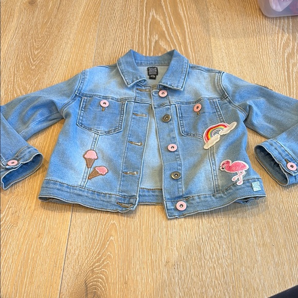 EUC Deux Par Deux Girls Denim Appliqué Jacket Sz 4/5y